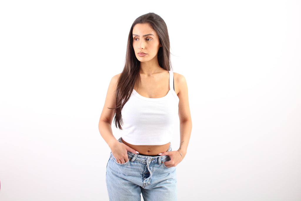 Micro rib spaghetti strap tank