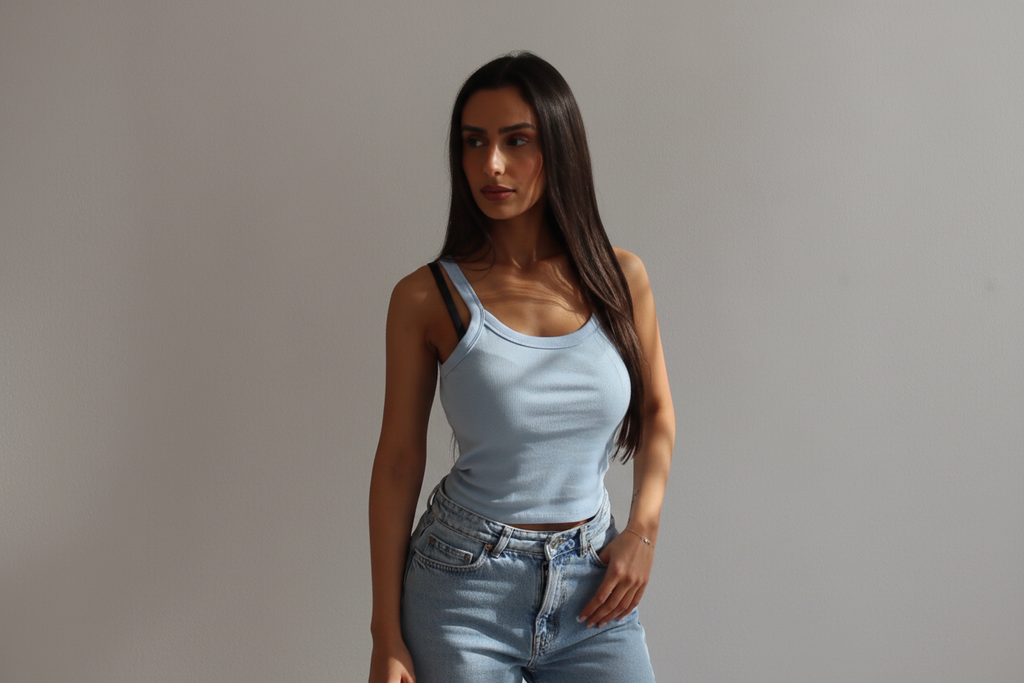 Micro rib spaghetti strap tank