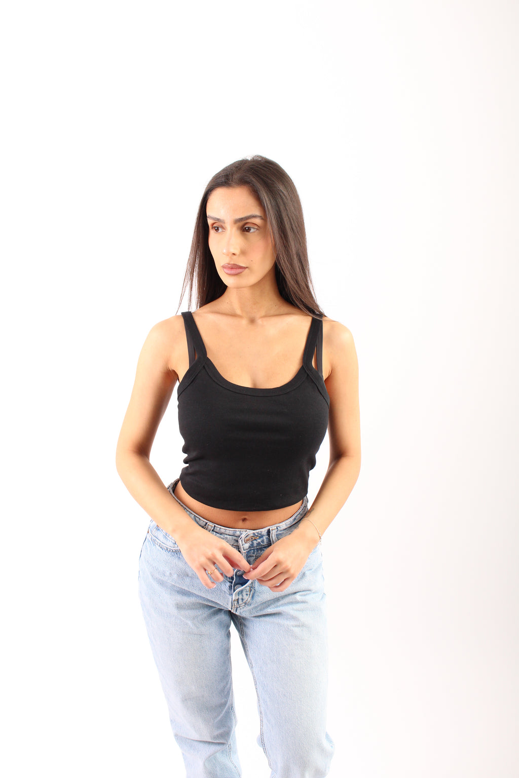 Micro rib spaghetti strap tank