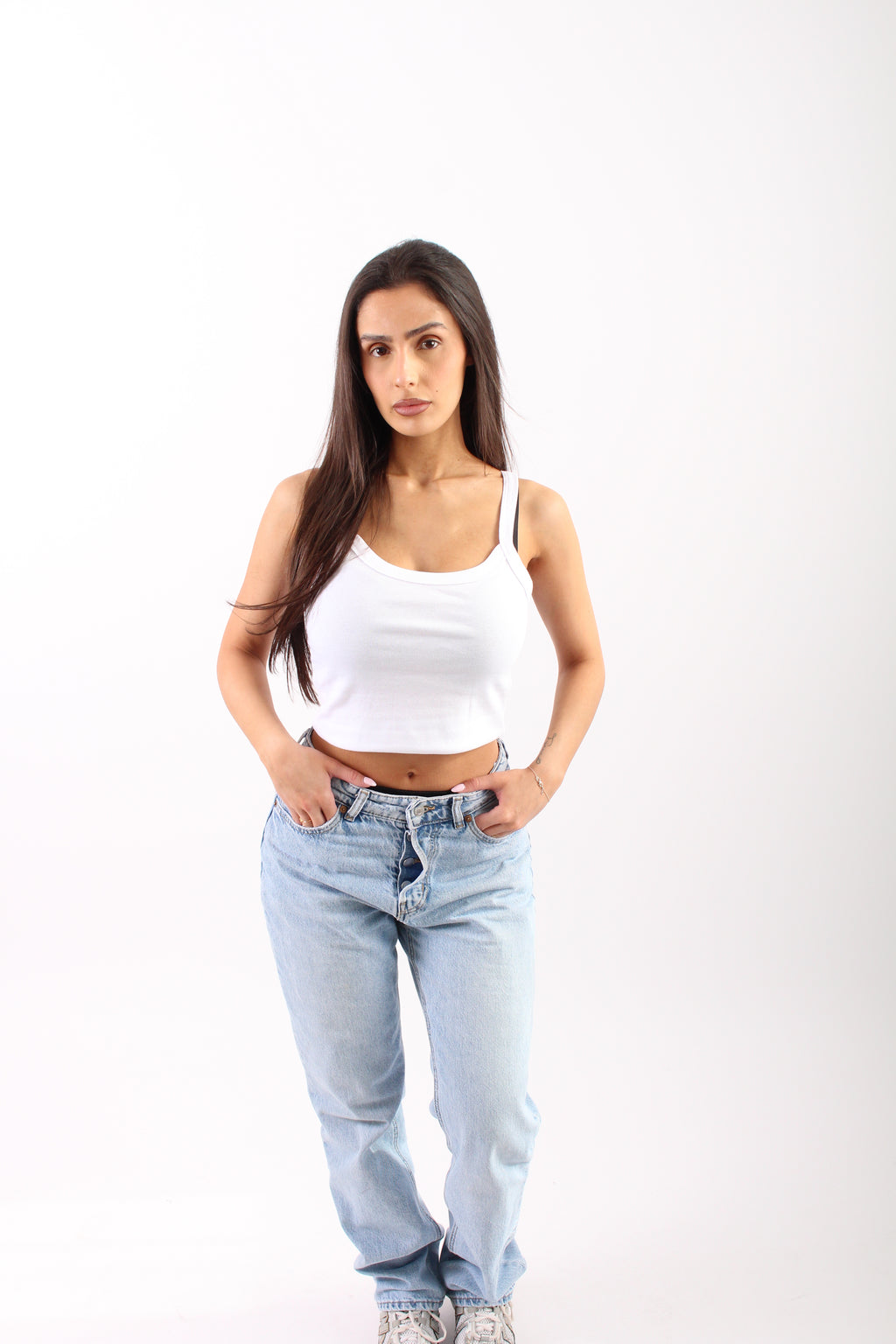 Micro rib spaghetti strap tank